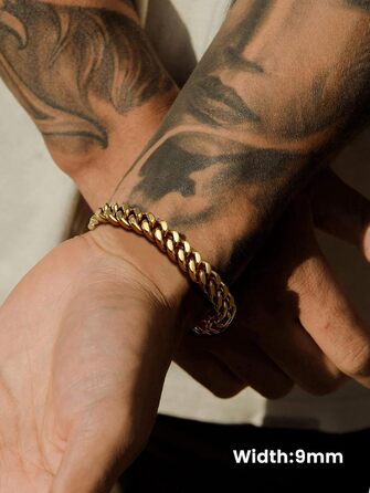 Чоловіча ланцюжок-браслет Bestyle з нержавіючої сталі, 5/7/9/12.5 мм, 19/21/23 см, стилі Miami, з подарунковою коробкою