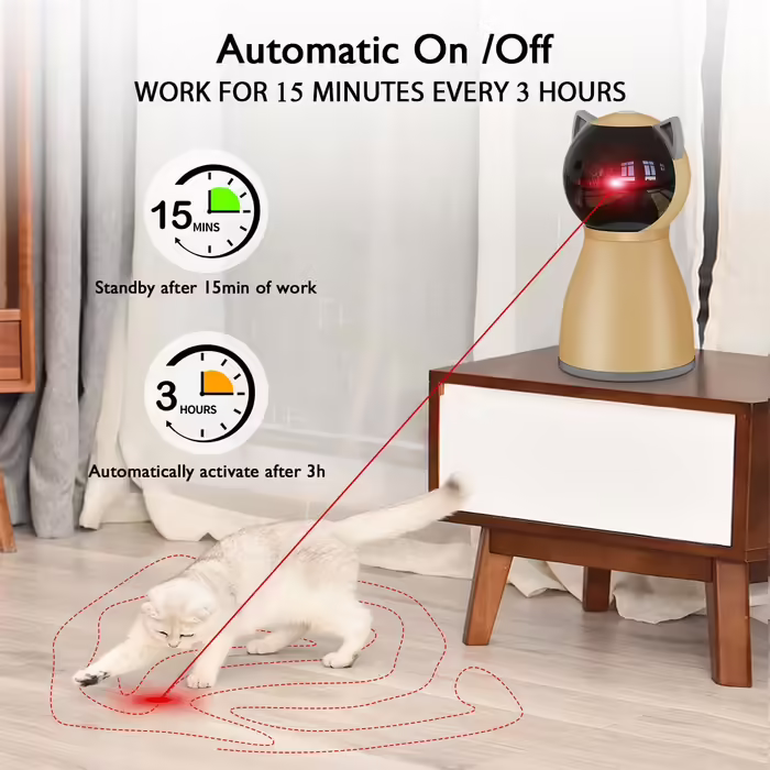 Interactive Cat Laser Toy Automatic for Indoor Cats, [2024 Upgraded] Real Random Trajectory Rechargeable Laser Cat Toys for Indoor Cats/Kittens/Dogs