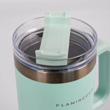 Термокружка з трубочкою Flamingueo - термос, сталева, 1,18л, блакитний (24г холодне, 10г гаряче)