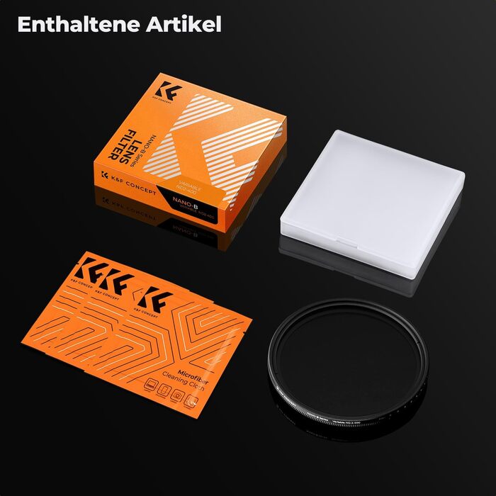 ND фільтр змінної щільності K&F Concept 37mm ND2-ND400 для фотографії пейзажів (Nano-Basic) + 3 серветки для чищення