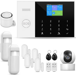 Охоронна сигналізація PGST для квартири, GSM/WiFi система з сиреною 120 дБ, інтелектуальним пультом, LCD-дисплеєм, голосовим оповіщенням, безпека для дверей, вікон, автофургона, гаража (Pg105-4geu-c+t53a)