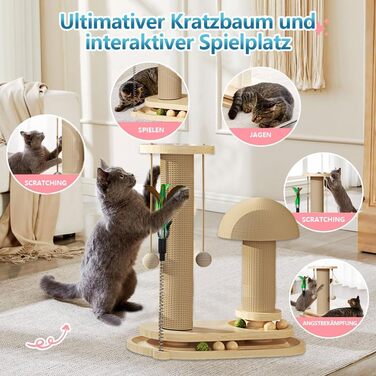 Anyingkai 4-in-1 Interactive Wooden Cat Toy - Wooden Carousel with Balls, Intelligence Toy for Cats (1, A)