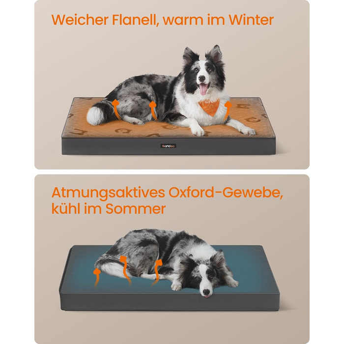 Крізь для собак Feandrea, розмір M, 76 x 51 x 8 см, водовідштовхувальний, для маленьких та мініатюрних собак, сірий, PGW241G01