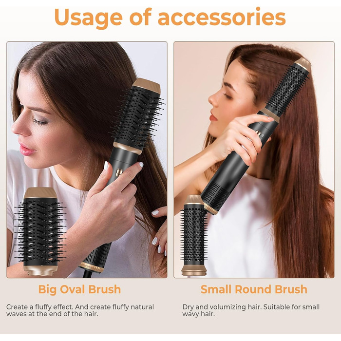Фен-щітка 5-в-1 Airstyler Pro 1000W з регулюванням напрямку повітря, іонізація, для створення об'єму, локонів та укладки волосся (сірий)