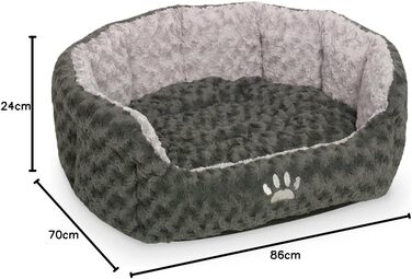 Ліжко овальне для собак та котів Nobby Komfortbett Seoli, 65x57x22 см, сірий/світло-сірий