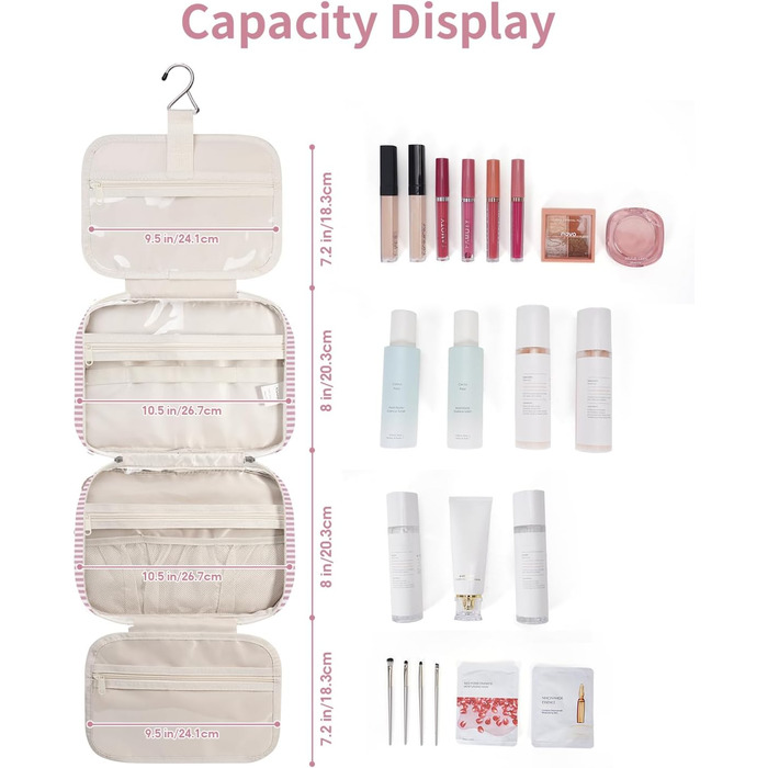 Narwey Косметичка для дівчаток з сіткою, велика, зелено-сіра, з смугами, модель Y