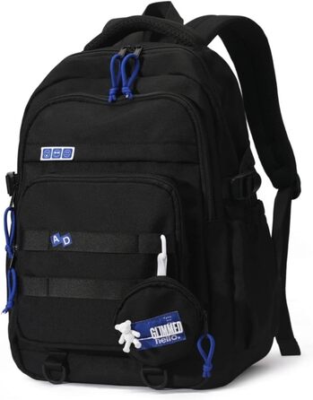 Шкільний рюкзак для дівчаток-підлітків, водонепроникний, легкий, великої місткості, модний, для школи або подорожей (чорний)