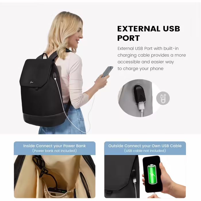 LOVEVOOK Backpack Women, Large Waterproof Laptop Daypack Travel Backpack Work Bag Elegant with 15.6 inch Laptop Compartment, School Backpack Business Travel Backpack Women for University, Travel, Office, Everyday Use (Black-1)
