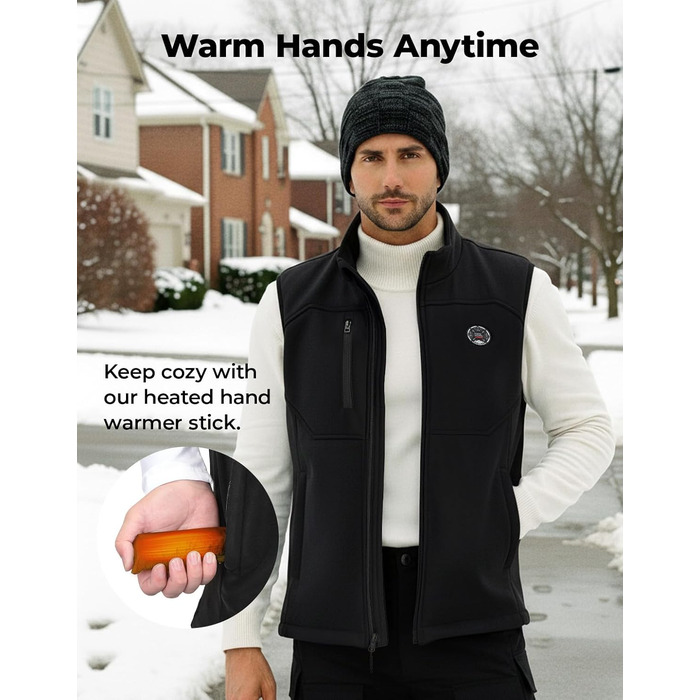 Обогреваемая жилетка KEMIMOTO для мужчин и женщин с 5 зонами обогрева, USB-аккумулятор 10000mAh, для катания на лыжах, рыбалки, мотоцикла, активного отдыха (M, Черный)