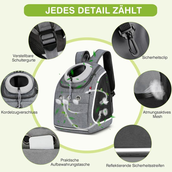 Рюкзак-переноска для собак та котів ALLSOPETS: зручний та дихаючий рюкзак для подорожей з великими котами та маленькими собаками (темно-сірий)