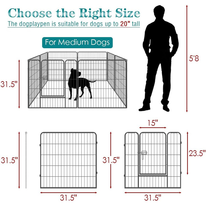Вольєр для цуценят, 60 см, для дому та вулиці, 8 штук (80W x 80H)