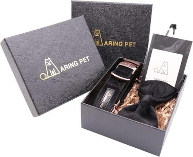 Ошатний оксамитовий нашийник для собак Aring Pet з бантиком, чорний, зручний, регульований, з металевою застібкою, для маленьких, середніх та великих собак