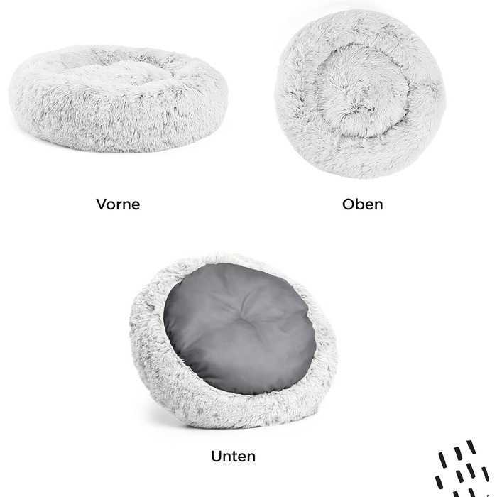 Круглий лежак для котів та собак Best Friends by Sheri - заспокійливий, 58x58 см, Frostgrau