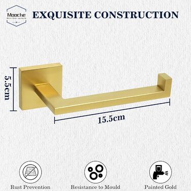 Тримач для туалетного паперу з нержавіючої сталі 304, 15 см. Сучасний настінний тримач для ванної кімнати, туалету та кухні (Золотистий)