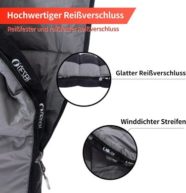 Спальний мішок пуховий, зимовий, 600FP+, 12°C/-24°C, легкий та теплий, для 3-4 сезонів, кемпінг, трекінг, чорний