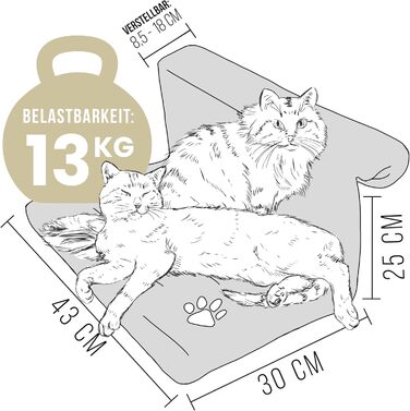 Cat Bed for Radiators incl. 5 Matatabi Sticks | COZY RADIATOR BED | Suitable for all radiators | Cat hammock for radiators | Free from harmful substances | with removable insert (Light - Grey)