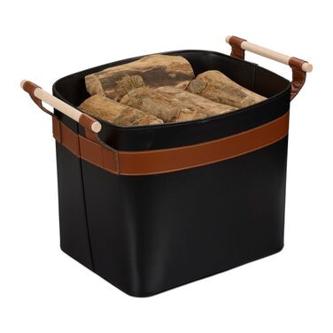 Relaxdays Firewood Basket made of Faux Leather