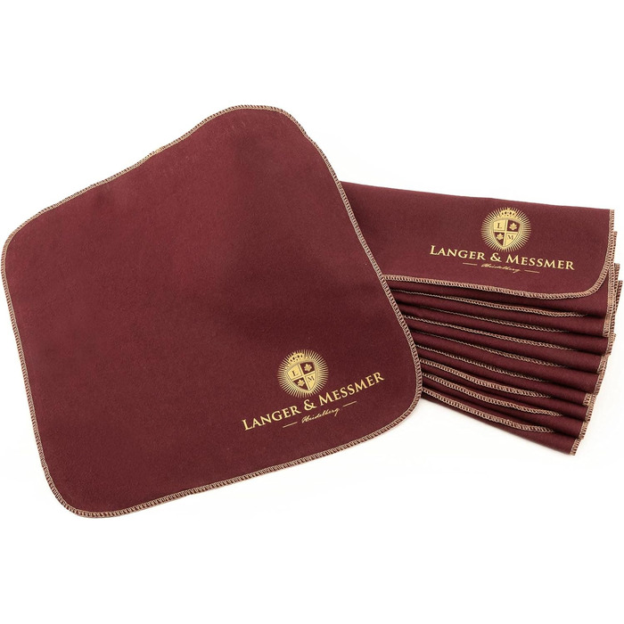 Langer & Messmer Polishing Cloths for Smooth Leather made of 100% Cotton in a Practical Set - The Shoe Polishing Cloth for Professional Shoe Care (Bordeaux | Beige)