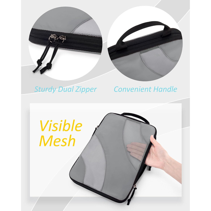 Органайзери для валізи BAGSMART компресійні (6 шт., сірий) - набір кубиків для подорожей та ручної поклажі