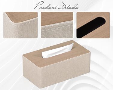 GOLRANLYE Cosmetic Tissue Box, 25×13.5×9.5 cm PU Leather Modern Tissue Box Rectangular for Bathroom, Bedroom, Dining Room, Office and More (Beige)