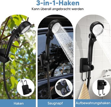 HOTOIQ Portable Electric Camping Shower with Pump - Outdoor Shower Set for Camping, Travel, Garden, Hiking, and Car Washing
