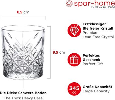 Набір склянок для віскі Spar-Home, 12 шт, 345 мл, кришталь, Tumbler