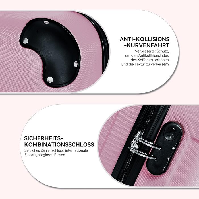 Набір валіз Beibye 2045 з трьох валіз на колесах, з жорстким корпусом, 20 кольорів (темно-зелений, принцесса-рожевий)