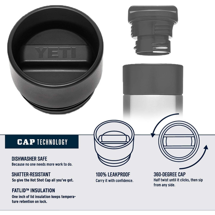 YETI Rambler Bottle with HotShot Lid, 18 oz (532 ml) (Black)