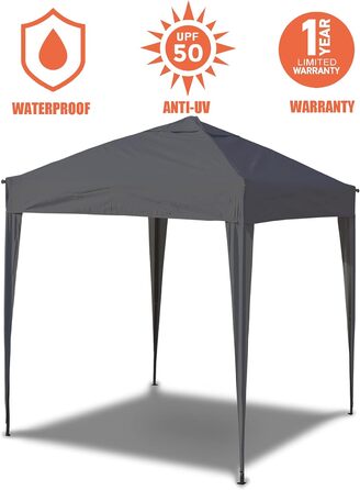 3x3 Pavilion WATERPROOF, Waterproof Folding Pavilion, Party Tent Quick Setup Garden Pavilion Pop Up Tent Sun Protection Steel Frame (Gray, 3x3 m without side walls)