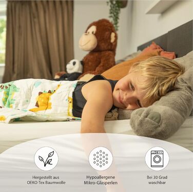 Ella Weighted Blanket for Kids - 2.4kg (90x120cm) - Anxiety & Stress Relief Therapy Blanket with Hypoallergenic Glass Beads & Cooling Cotton Cover - 15-25kg