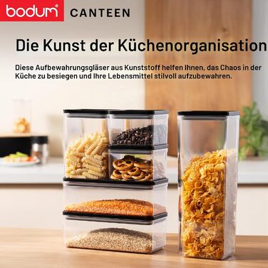 Набір контейнерів для зберігання Bodum CANTEEN 12 шт. з чорними кришками, BPA-free, для мийки в посудомийній машині, прозорі, штабельовані