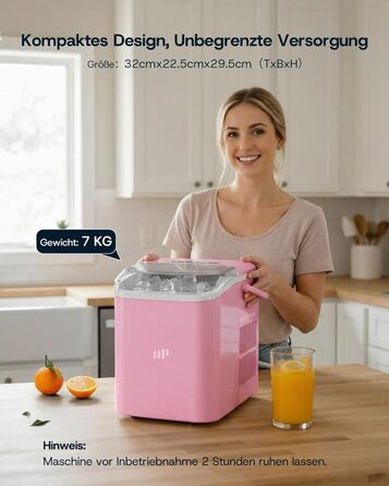 Машина для приготування льоду Upstreman BI12: рожева, автоматична очистка, для дому, кухні, офісу