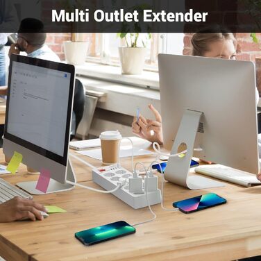 Мережевий фільтр 12-разовий з USB-C, перенапруження до 1700 Дж, з вимикачем, 4 USB-порти, 10 розеток, чорний, для кріплення на стіну, 1,5 м