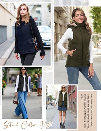 Жіноча жилетка Tuopuda з капюшоном, стеганий фліс, утеплена флісом, тепла зимова куртка без рукавів, термо жилетка, комір-стійка, жилетка з капюшоном, блискавка, осінь/зима, чорний колір, розмір L