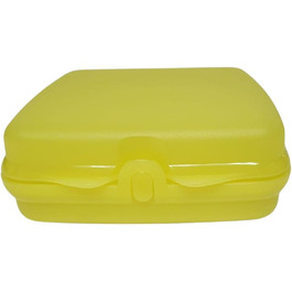 Tupperware Sandwich Box Storage Box Lunch Box Square with Hinge and Latch and Designs (yellow)