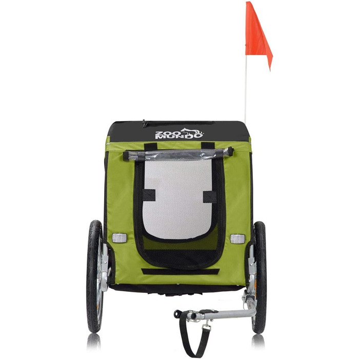 Фарм-причіп Zoomundo для собак: зелений/чорний, срібляста рама