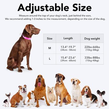 Світловідбиваючий нашийник для собак з LED-підсвіткою, USB, водонепроникний, регульований, для середніх та великих собак (зелений, рожевий)