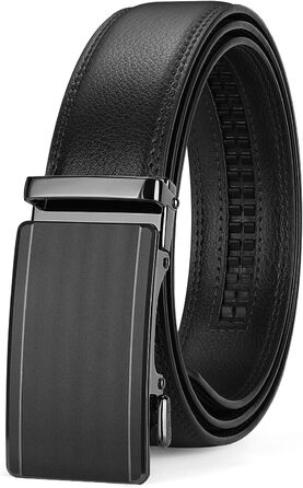 Чоловічий шкіряний ремінь Suosdey з автоматичною пряжкою, 35 мм, чорний, регульований, для джинсів та бізнес-casual стилю, обхват талії 87-105 см