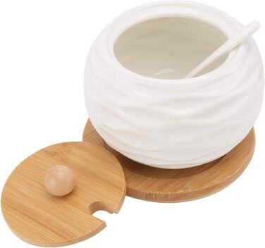 Керамичні банки для спецій, цукру та солі з бамбуковими кришками та ложками - набір для кухні