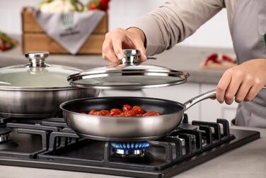 Fackelmann Chefkoch Stainless Steel Fry Pan Set - 28cm & 24cm, Induction & Dishwasher Safe