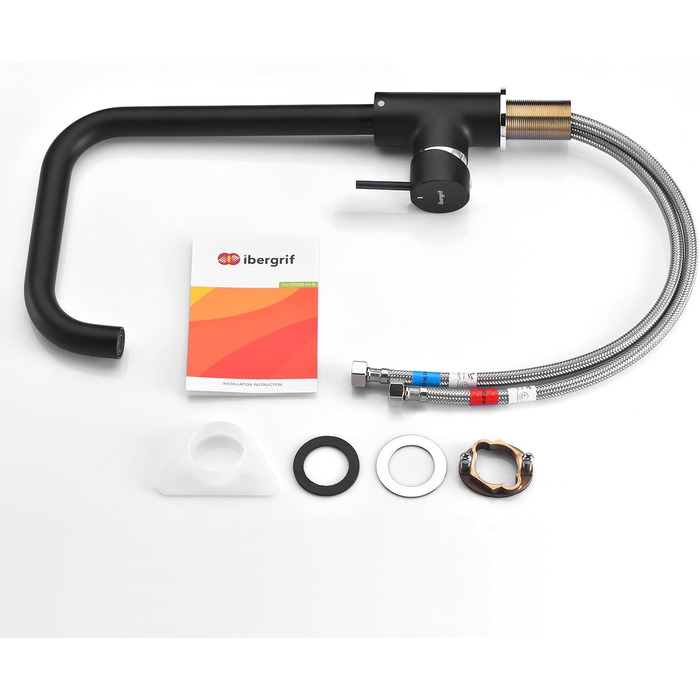 Кухонний змішувач IBERGRIF M22105A, одноlever, матовий чорний, для кухні