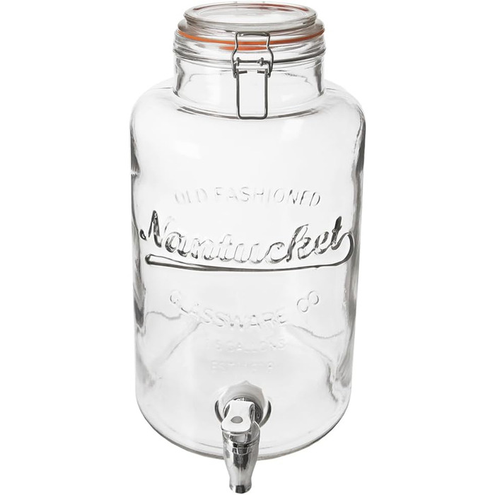 ORION GROUP Retro Drink Dispenser | 6.7 L | Glass Lemonade Dispenser Tap | Bottle with Tap Glasses Drinking Glasses Cocktail Drinking