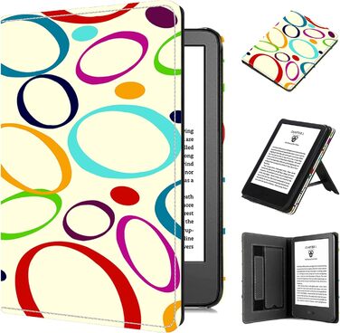 Чохол TOKILO для Kindle 6' eReader (11-те покоління 2024/2022), преміум шкіряний чохол з авто-ввімкненням/вимиканням, підставка, кишеня для карток, сумісний лише з Kindle, чорний (A-Bunter Kreis)