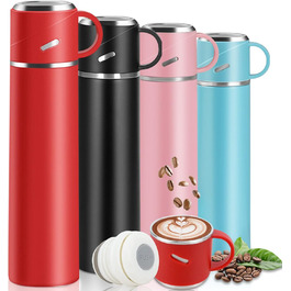 Термос IAGORYUE з нержавіючої сталі, 0.55л, з виливним кришкою та ручкою, подвійні стінки, зберігає тепло/холод до 12 годин, для спорту, офісу, відпочинку на природі (червоний)