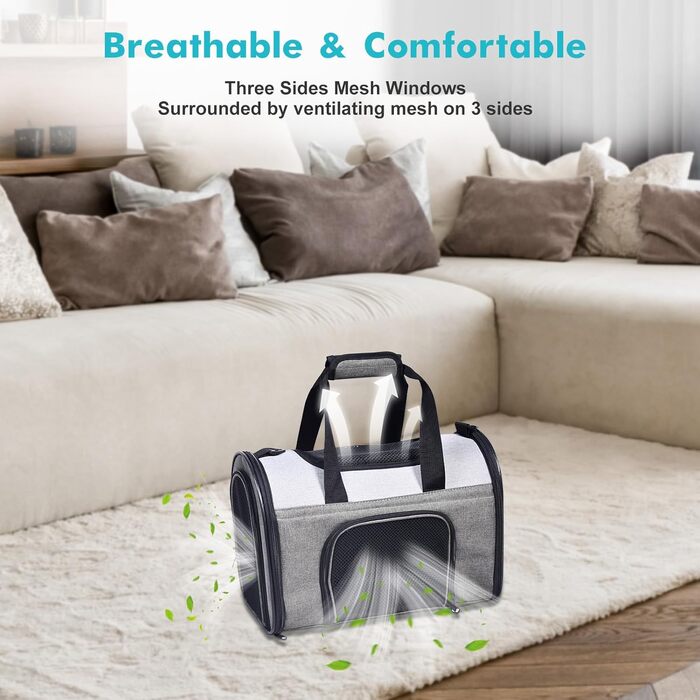 Переносна переноска для тварин Jespet, м'які стінки, для котів та цуценят, 41 x 25 x 28 см, блакитний колір