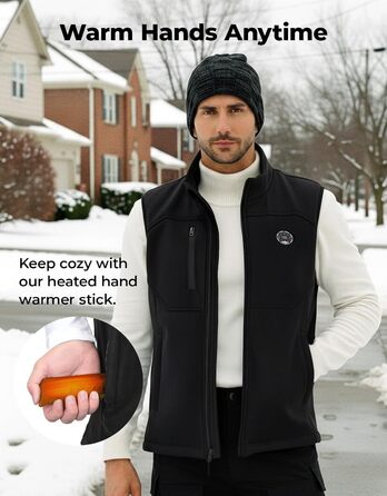 Обогреваемая жилетка KEMIMOTO для мужчин и женщин с 5 зонами обогрева, USB-аккумулятор 10000mAh, для катания на лыжах, рыбалки, мотоцикла, активного отдыха (M, Черный)