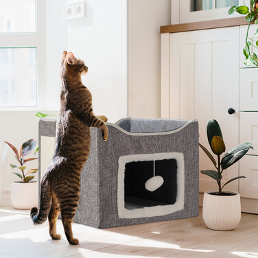 Relaxdays Foldable Cat Cave in Grey