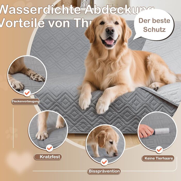 Водонепроникний килимок для собак GYURO, двосторонній, міцний, для дивану та ліжка, можна прати, для собак та котів (77*178CM, 208*208CM), сірий