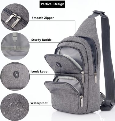 Чоловіча нагрудна сумка Olwas Brusttasche - сіра, для туризму та активного відпочинку