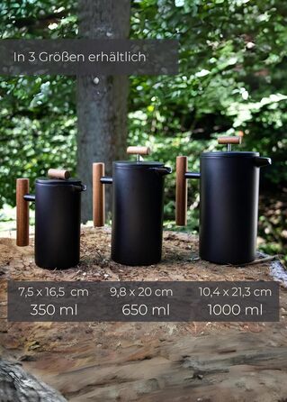 Lambda Coffee® Thermo French Press Stainless Steel I 1 Liter - 5 Cups I 3 Sizes Available I Stainless Steel Coffee Maker | Double-Walled: Keeps Warm for a Long Time I Coffee Maker | French Press 1L (5 Cups) Nautic Night